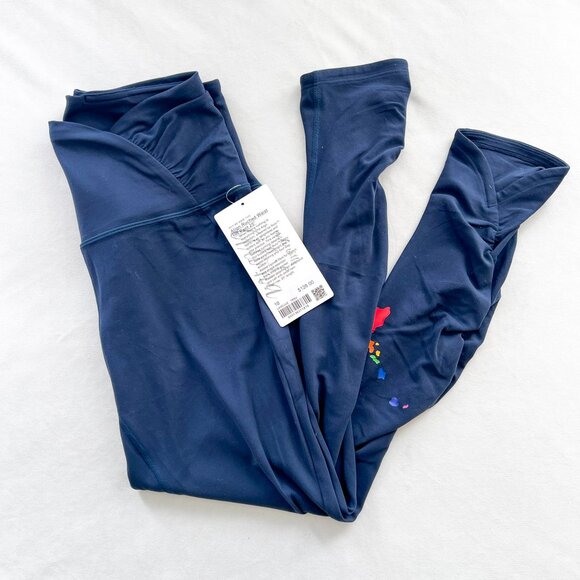 Lululemon Rainbow Aloha Hawaii Align Ruched Waist HR Pants Size 10 - True Navy